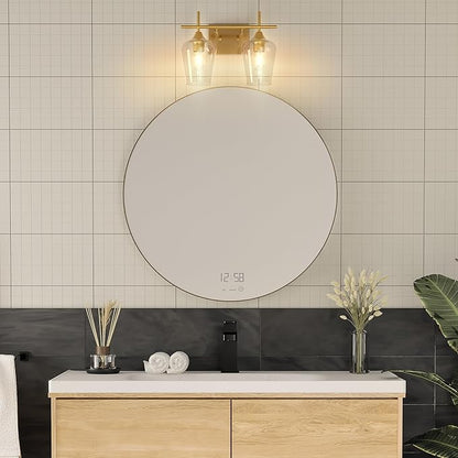 VONLUCE Bathroom Vanity Light, 2 Light Bathroom Light Fixture Over Mirror, Bathroom Wall Lamp with Clear Glass, Modern Gold Vanity Lighting fixtures for Bathroom, Bedroom, Hallway