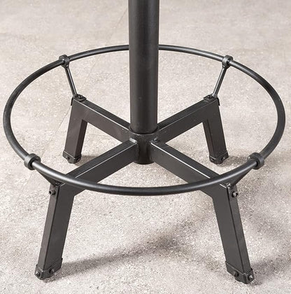 LOKKHAN 33.5-39.4 Inch Tall Industrial Bar Table-Adjustable Bar Height Bistro Whiskey Pub Table-23.7" Dia Swivel Round Wood Top Metal Base-Easily Adjusts by Crank Handle