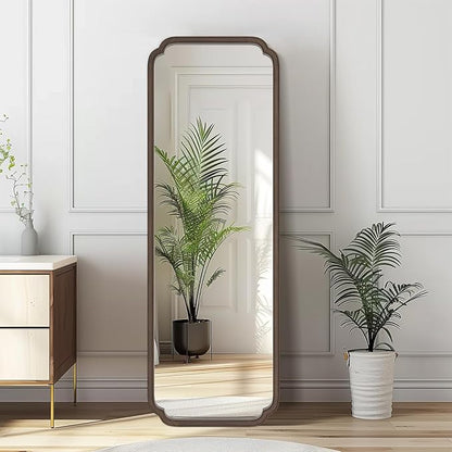 WallBeyond Full Length Mirror Wall Mounted 71"x24", Rustic Wooden Frame Floor Mirror, Large Full Body Mirror for Bedroom, Leaning or Hanging Against Wall (Walnut Solid Wood)