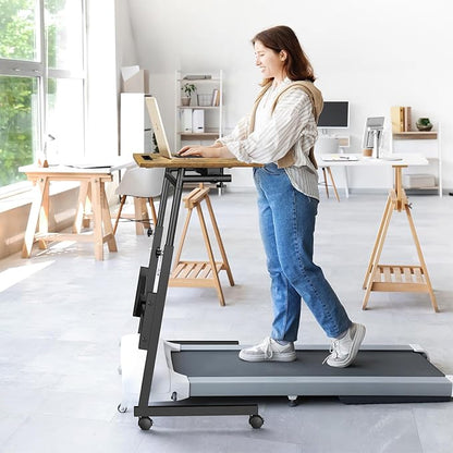 Small Standing Desk with Wheels, Portable Treadmill Desk, Rolling Desk Adjustable Height for Laptop, Mobile Standing Table for Walking Pad, Bedside Table
