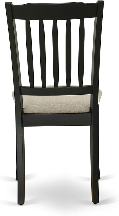 East West Furniture LGDA5-BLK-C 5 Piece Dinette Set Includes a Rectangle Dining Room Table with Butterfly Leaf and 4 Linen Fabric Upholstered Dining Chairs, 42x84 Inch, Black
