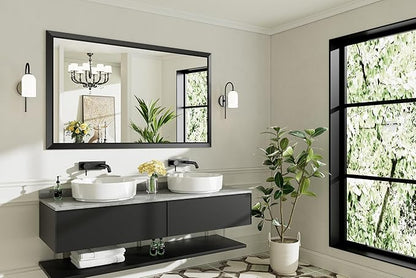 60x36 Inch Black Bathroom Mirror for Wall, Thick Metal Framed Rectangle Mirrors for Over Sink, Bedroom, Living Room, Entryway, Anti-Rust, HD Tempered Glass
