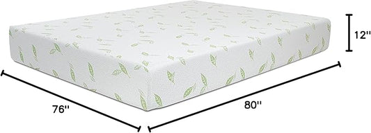 NapQueen King Size, 12 Inch Anula Green Tea Infused Memory Foam Mattress, Bed in a Box, CertiPUR-US Certified Mattress