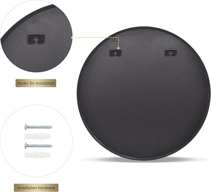 Round Mirror 36" Black Wall Mounted Circle Mirrors Vanity Mirror with Aluminum Alloy Frame Modern Decoration for Bathroom, Living Room, Vanity, Bedroom, Entryway