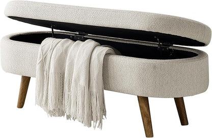 NicBex Ottoman Bench with Storage for Bedroom, 43.5" Upholstered End of Bed Bench with Rubber Wood Legs, Linen Storage Bench for Living Room or Entryway,