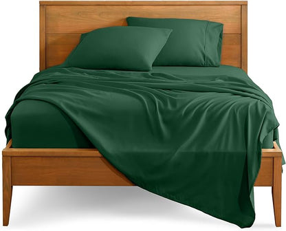 Bare Home Full Sheet Set - Luxury 1800 Ultra-Soft Microfiber Full Bed Sheets - Double Brushed - Deep Pockets - Easy Fit - 4 Piece Set - Bedding Sheets & Pillowcases (Full, Forest Green)