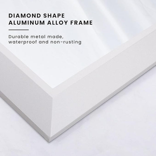 Amorho Bathroom Mirror, 60X28 Inch White Thick Metal Framed Wall Mirrors for Over 2 Sinks, Bedroom, Living Room, Entryway, Large Rectangle Wall-Mounted Mirrors.