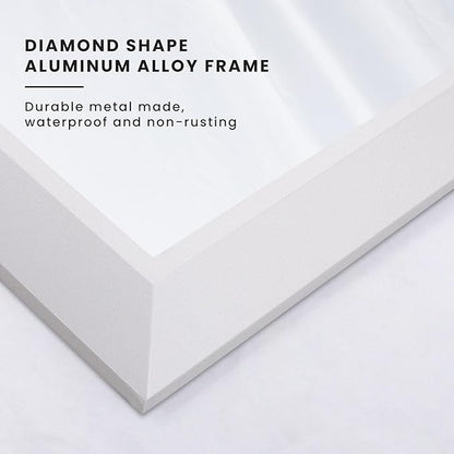 Amorho Bathroom Mirror, 40X38 Inch White Thick Metal Framed Wall Mirrors for Over Sink, Bedroom, Living Room, Entryway, Rectangle Wall-Mounted Mirrors(Horizontal/Vertical).