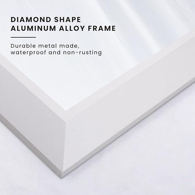 Amorho Bathroom Mirror, 48x35 Inch White Thick Metal Framed Wall Mirrors for Over 2 Sinks, Bedroom, Living Room, Entryway, Large Rectangle Wall-Mounted Mirrors.