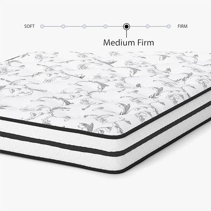 Signature Design by Ashley M69541 King Size Chime 8 Inch Medium Firm Innerspring Pressure Relief Quilt Foam, Fiberglass Free, Mattress in A Box
