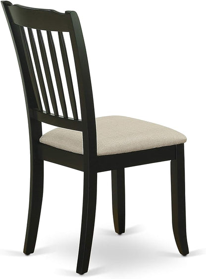 East West Furniture LGDA5-BLK-C 5 Piece Dinette Set Includes a Rectangle Dining Room Table with Butterfly Leaf and 4 Linen Fabric Upholstered Dining Chairs, 42x84 Inch, Black