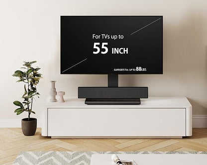 FITUEYES Universal TV Mount Stand Table Top TV Stand for 27-55 inch TVS Height Adjustable TV Stand Mount, Glass Base, Black