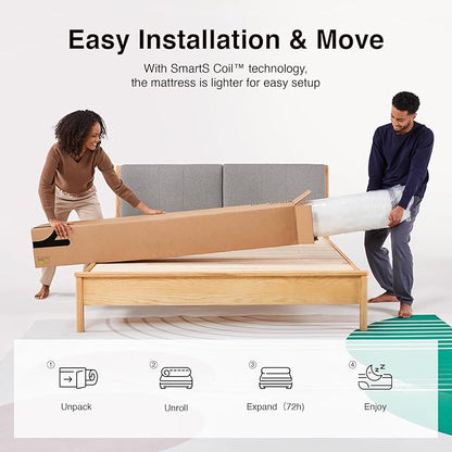 Novilla Queen Mattress, 8 Inch Queen Size Mattresses in a Box with Smarts™ Coil for Pressure Relief, Medium Firm Foam and Spring Hybrid Colchones with CertiPUR-US Certified for Kids
