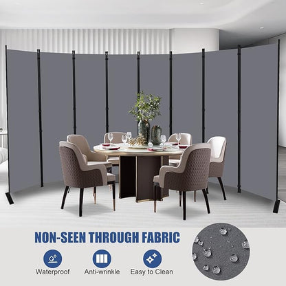 Room Divider and Folding Privacy Screens， 8 Panel Wide Room Divider Wall Screen for Room Separtition, Partition Room Dividers Fabric Panel Wall Dividers Freestanding for Office, Bedroom, Studio Dorm