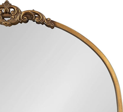Kate and Laurel Myrcelle Traditional Arched Mirror; 25 x 33; Gold; Decorative Large Arch Mirror with Ornate Garland Detailing Along The Crown and Edges of The Frame
