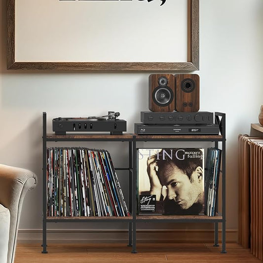 Vinyl Record Storage,Record Player Cabinet,Record Player Stand with Vinyl Storage,Up to 200 Albums,Stereo Cabinet for Living Room,Bedroom,Brown