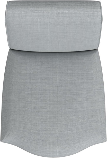 HomePop Scalloped Detail Dining Chair|Upholstered Parsons Dining Chairs |Decorative Home Furniture, Light Gray Woven (Set of 2)