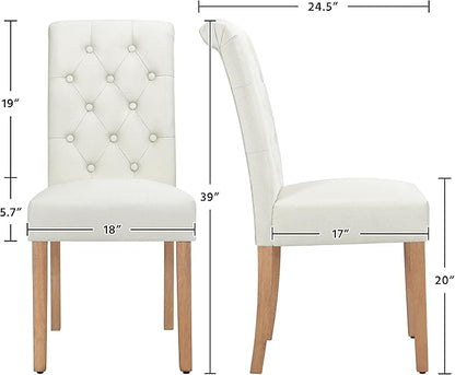 Yaheetech Dining Chairs Set of 6 Fabric Upholstered Dining Room Chairs with Button Tufted High Back and Solid Wood Legs for Kitchen/Living Room/Restaurant, Modern Style, Beige
