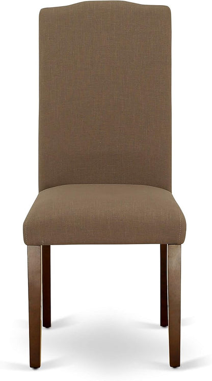 East West Furniture CAEN5-MAH-18 5 Piece Dinette Set Includes a Rectangle Dining Room Table and 4 Dark Coffee Linen Fabric Upholstered Parson Chairs, 36x60 Inch, Mahogany