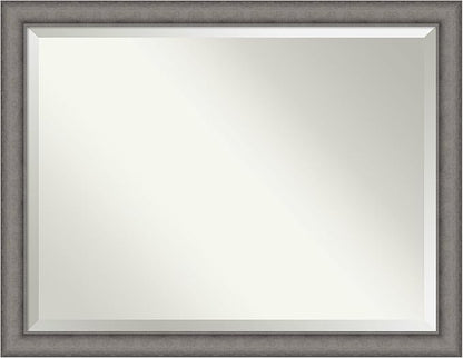 Amanti Art Grey Wall Mirror 35x45 Burnished Concrete Rectangle Bathroom Mirror for Wall Decor Living Room, X-Large Modern Contemporary Wood Frame, Hangs Horizonally and Vertically, Bathroom Decor