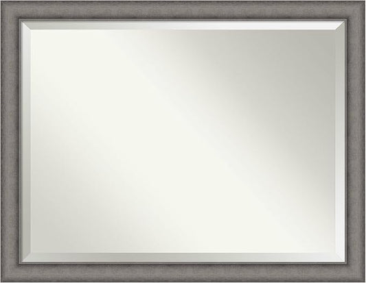 Amanti Art Grey Wall Mirror 35x45 Burnished Concrete Rectangle Bathroom Mirror for Wall Decor Living Room, X-Large Modern Contemporary Wood Frame, Hangs Horizonally and Vertically, Bathroom Decor