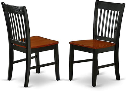 East West Furniture QUNO5-BCH-W 5 Piece Kitchen Table & Chairs Set Includes a Rectangle Dining Table with Butterfly Leaf and 4 Dining Room Chairs, 40x78 Inch, Black & Cherry