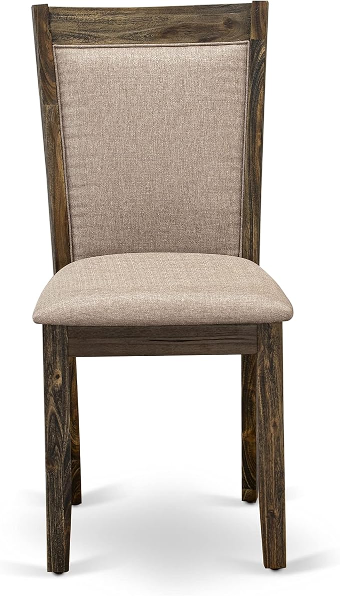 East West Furniture X727MZ716-9 9 Piece Dining Room Table Set Includes a Rectangle Dining Table with X-Legs and 8 Dark Khaki Linen Fabric Upholstered Chairs, 40x72 Inch, Multi-Color