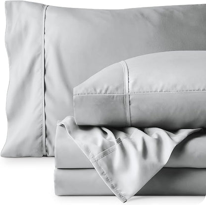 Bare Home Queen Sheet Set - 1800 Ultra-Soft Microfiber Queen Bed Sheets - Double Brushed - Deep Pockets - Easy Fit - 4 Piece Set - Bed Sheets (Queen, French Grey)