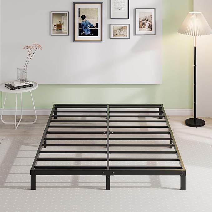 EMODA 6 Inch Full Size Bed Frame Heavy Duty Metal Platform No Box Spring Needed, Easy Assembly Noise Free, Black