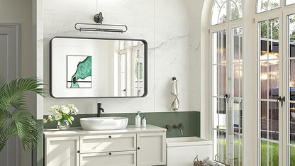 TokeShimi 40x24 Black Bathroom Mirror for Wall Vanity Mirror with Brushed Metal Frame Non-Rusting Aluminum Alloy for Modern Farmhouse Bedroom Living Room Decor (Horizontal/Vertical)