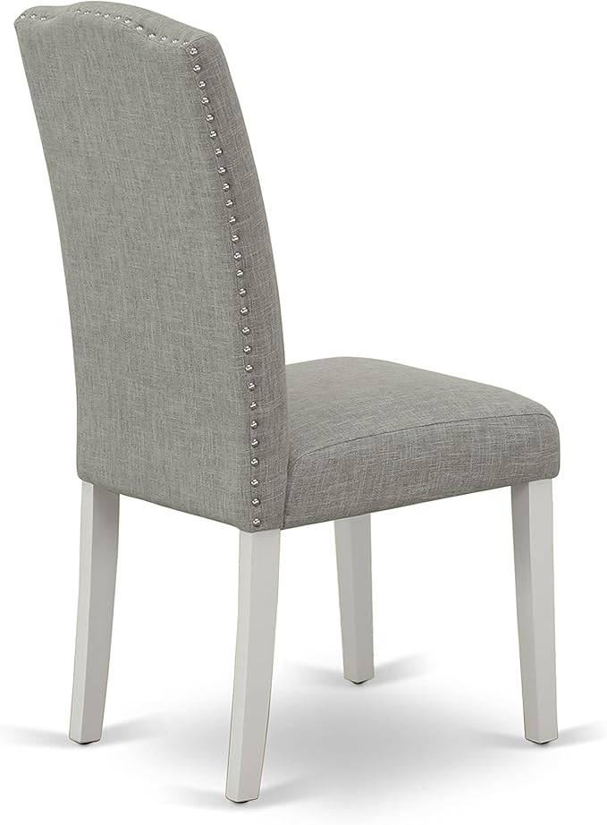 East West Furniture X027EN206-7 7 Piece Dining Room Furniture Set Consist of a Rectangle Dining Table with X-Legs and 6 Dark Shitake Linen Fabric Parsons Chairs, 40x72 Inch, Multi-Color