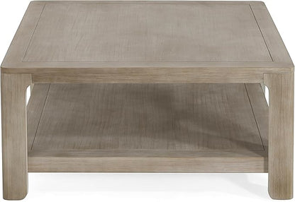 Christopher Knight Home Doran Small Coffee Table with Storage, Modern MDF Square Side Table, Multifunctional Accent Table with Spacious 2-tier Design, Semi-open Design Indoor Furniture, Light Grey Ash
