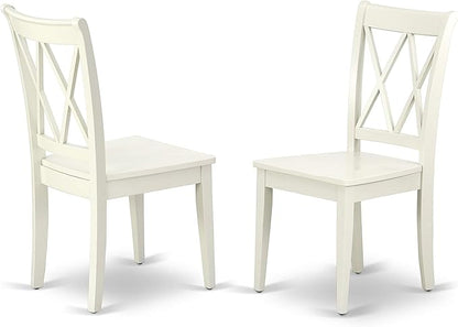 East West Furniture HBCL5-LWH-W 5 Piece Dining Set Includes a Round Dining Room Table with Pedestal and 4 Kitchen Chairs, 42x42 Inch, Linen White