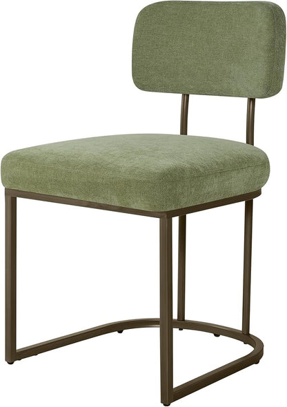 Dining Chairs Set of 6, Upholstered Modern Kitchen Chairs with Ergonomic Backrest, Fabric Cushion Seat & Metal Legs for Living Room, Restaurant, and Café, Green, 2Boxs