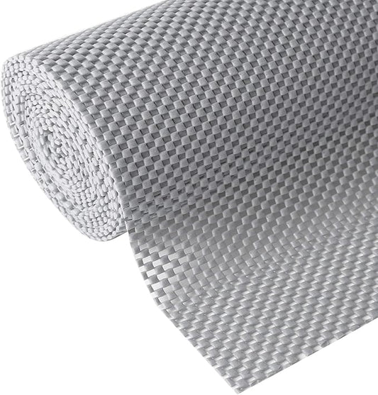 Shelf Drawer Liner Non-Adhesive with Non Slip Durable Strong Clean Size 17.7 Inches X 10 Feet Drawers, Shelves, Cabinets, Storage for Kitchen and Desks, Light Gray