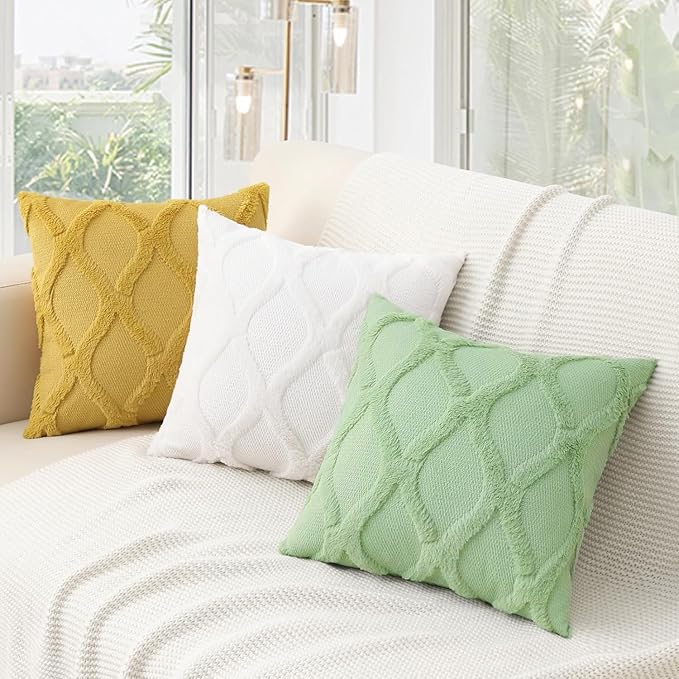 decorUhome Throw Pillow Covers 22x22 Inch Set of 2, Soft Plush Faux Fur Wool Sage Green Couch Pillow Covers, Decorative Neutral Pillow Cases for Bed Sofa Living Room Home Decor