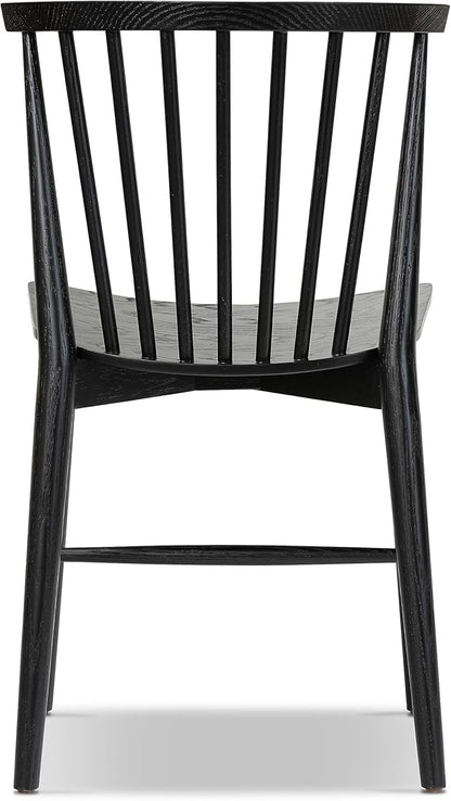POLY & BARK Ligna Dining Chair Oak – Mid-Century Inspired Chair with Sculpted Spindle Back – Solid American Walnut Frame and Engineered Wood Veneered Seat – Fully Assembled and Ready to Use
