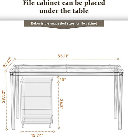 Teraves Computer Desk/Dining Table Office Desk Sturdy Writing Workstation for Home Office (55.11“, Black Oak)