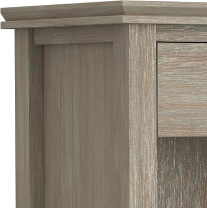 SIMPLIHOME Artisan SOLID WOOD 24 inch Wide Transitional Bedside Nightstand Table in Distressed Grey for the Living Room and Bedroom