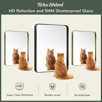 TokeShimi 48x36 Inch Brushed Gold Bathroom Vanity Mirror for Wall with Non-Rusting Aluminum Alloy Metal Frame Rounded Corner for Farmhouse Modern Home Decor (Horizontal/Vertical)