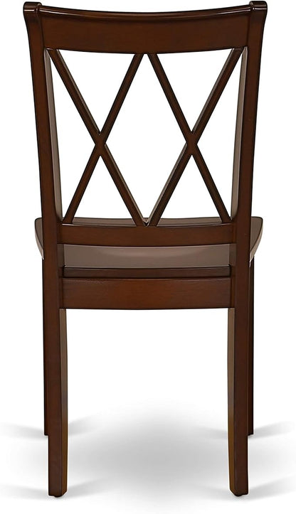 East West Furniture HBCL3-MAH-W 3 Piece Dinette Set for Small Spaces Contains a Round Dining Table with Pedestal and 2 Dining Chairs, 42x42 Inch, Mahogany