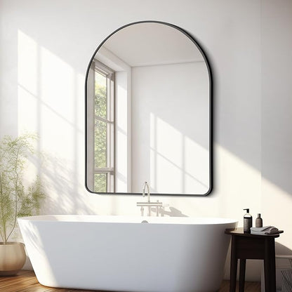 FORBATH Arched Mirror 36x48 Inch, Bathroom Mirror Wall Mounted Modern Black Aluminum Alloy Frame Decor Large Dresser Mirror for Bedroom Living Room Entryway, Hanging or Leaning Against Wall