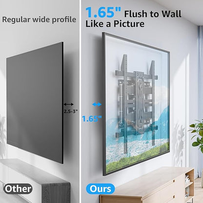 MOUNTUP Heavy Duty Full Motion TV Wall Mount for 50-110 inch Large TVs, Holds 250 lbs, 1.65" Slim TV Bracket with Extension, Swivel & Tilt, Preassembled, Max VESA 800x600mm, Fits 12-24" Studs, MU0096