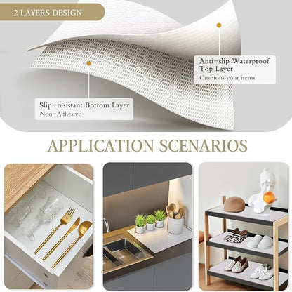 Beautysaid Shelf and Drawer Liner for Kitchen Cabinet, Non Adhesive Non Slip Shelf Paper Waterproof Washable Thickened for Dresser Pantry Shelve Bathroom Protector Liner(White,12 in x 30 FT)