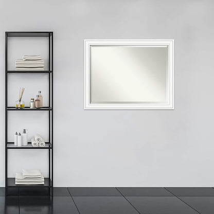 Amanti Art White Bathroom Mirror for Over Sink, 35x45 Craftsman White Rectangle Vanity Mirror, X-Large Casual Wood Frame, Hangs Horizonally and Vertically, Bathroom Wall Decor, Beveled Edge from WI