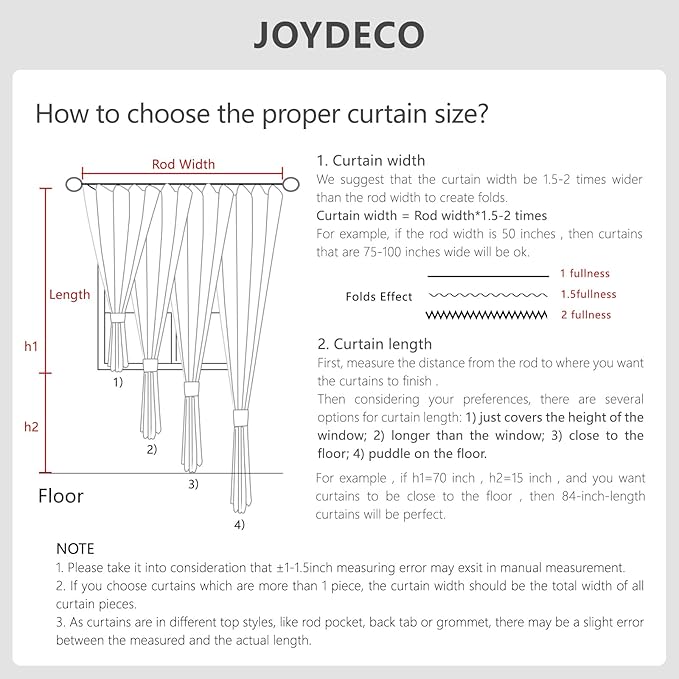 Joydeco 100% Blackout Curtains for Bedroom - Natural Linen Curtains 42" W x 108" L Long, Thermal Insulated 2 Panels Light Grey. Room Darkening Light Blocking Drapes for Living Room