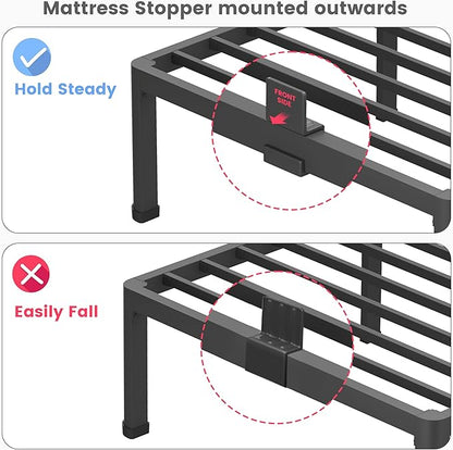 18 Inch California King Size Metal Platform Bed Frame with Round Corners, Storage Space Under High Bed Frame-Heavy Duty Steel Slats Support, Noise Free - Easy Assembly - No Box Spring Needed