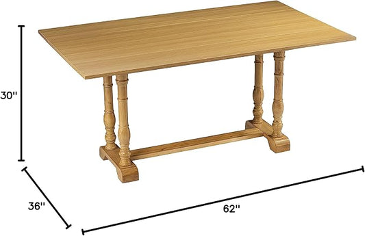SEI Furniture Edenderry Farmhouse Folding Trestle Console to Dining Table – Natural Oak