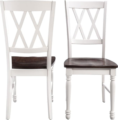 Crosley Furniture Shelby 7-Piece Traditional Dining Table Set for 6, Dinner Tables with Kitchen Chairs, Distressed White