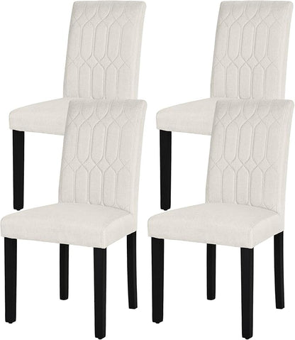 VECELO Upholstered Dining Chairs Set of 4, Modern Accent Parsons with Comfort Seat, Solid Wood Legs w/Rubber Footpads, for Living Room Kitchen, Beige